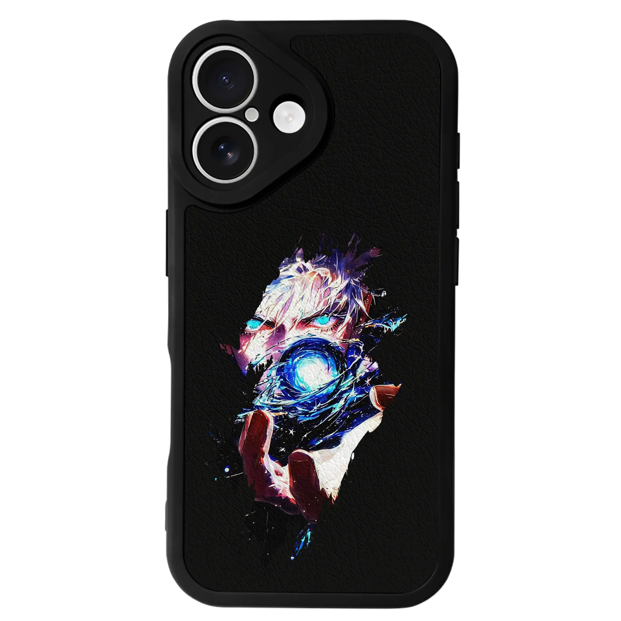 呪術廻戦 グッズ,五条 悟 - IPhone 16シリーズ対応 ・ シリコンスマホケース ・ レザー調 ・ 高精度フィット ・ 耐衝撃 ・ ワイヤレス充電対応 ・ 精密カット